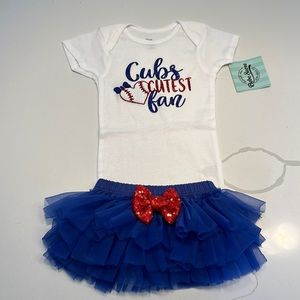 NWT Chicago cubs onesie and tutu set blue red white size 12 months 💙❤️⚾️